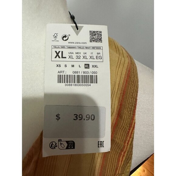 NWT ZARA Women Button Front Twist Back Crop Vest SZ XL Yellow Tan Brown Striped - Picture 4 of 8